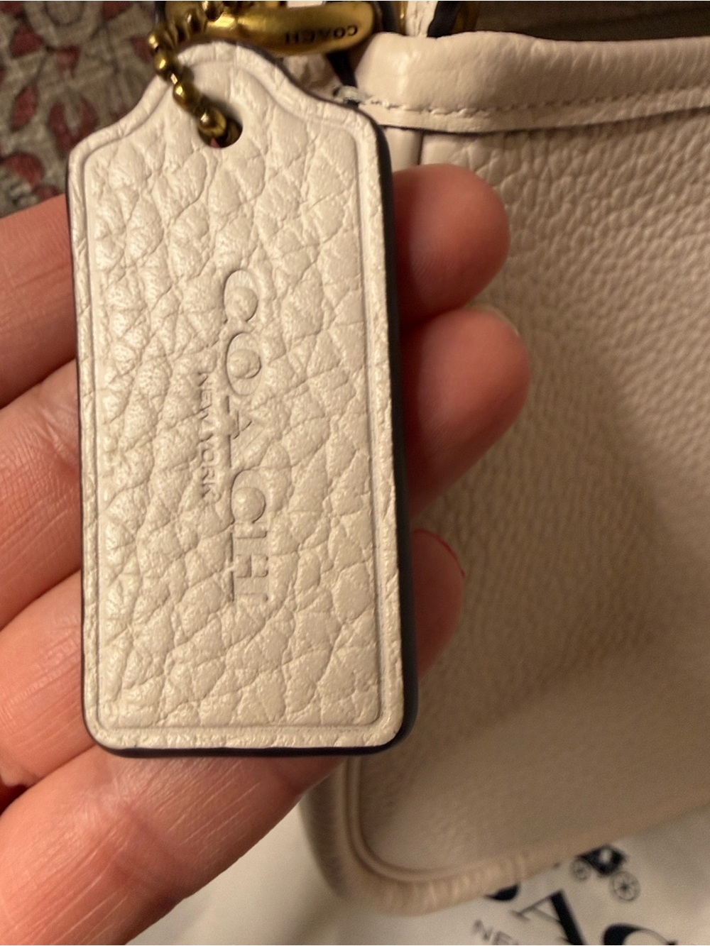 Coach Cary Pebbled Leather Shoulder Bag in Chalk - Picture 8 of 9